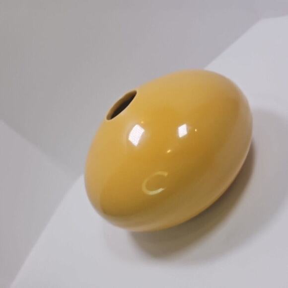 Modern Art Pottery Vases Set of 2 - Low Profile, Goldenrod Yellow, Unique Design - Picture 9 of 16